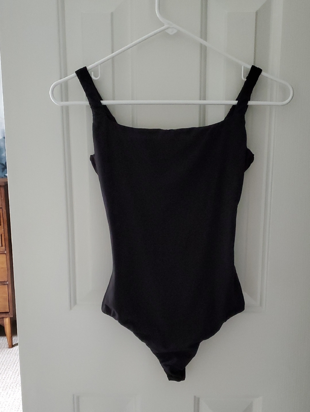 Quince Second Skin Square Neck Tank Bodysuit, Black (S)